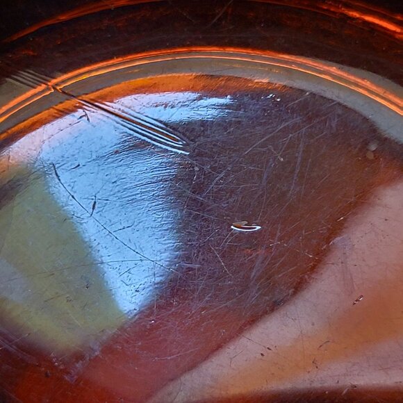 Vtg US Glass Tiffin #8076 Tangerine Amberina Open Work Ribbon Console Bowl *Read - Picture 9 of 13